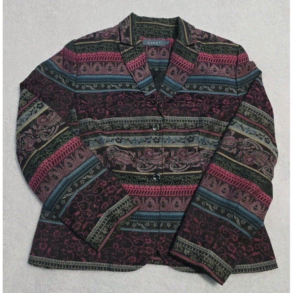 Koret Petite Women's Vintage Tapestry Print Blazer - Size 8